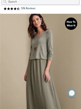 Soft Surroundings Olive Green Layered Maxi Dress